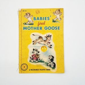 1949 Babies' First Mother Goose Washable Plasti-Craft Book Samuel Lowe Vintage.